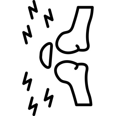 Etrafında yıldırımlar olan diz ağrısı sembolü