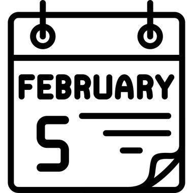 5 Şubat takvim simgesi vektör illüstrasyonuName 
