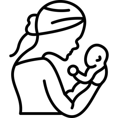 Bebeği kucağında tutan kadın