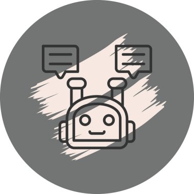 Konuşma baloncuklarıyla gülümseyen robot kafası