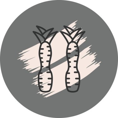 Gri arka planda iki stilize havuç.