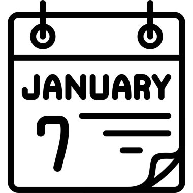 7 Ocak takvim simgesi, vektör illüstrasyonu              