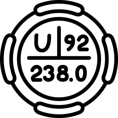 Uranyum sembolü, periyodik tablonun kimyasal elementi, vektör simgesi