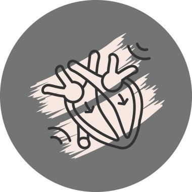 Elleri ve ritmik çizgileri olan stilize kalp.