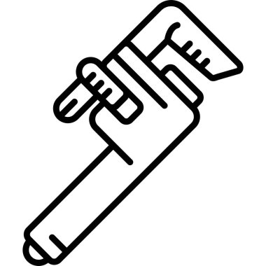 Bu doğrusal simge, bakım uygulamalarında veya web sayfalarında kullanmak için uygun bir boru anahtarını sıkıca kavrayan bir eli resmeder.