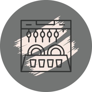 Bulaşık makinesi tabakları ve bardakları temizliyor.