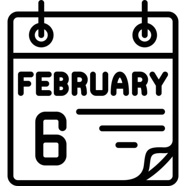 6 Şubat takvim simgesi vektör illüstrasyonu 