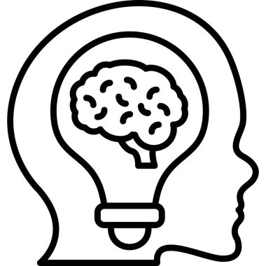 Light bulb with brain inside human head