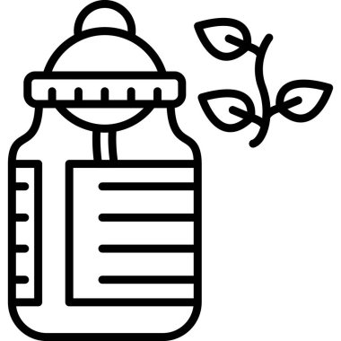 Sıvı ve yapraklarla dolu cam kavanoz.