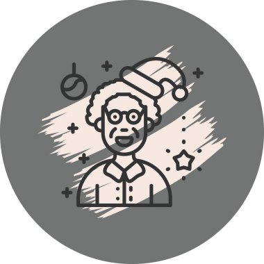 Gözlüklü ve Noel Baba şapkalı gülümseyen adam.