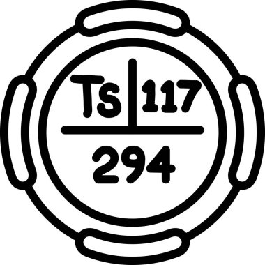 Tennesin sembolü, periyodik tablonun kimyasal elementi, vektör simgesi