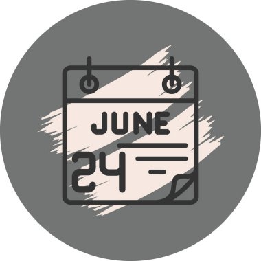 24 June Icon On Round Grey Background 