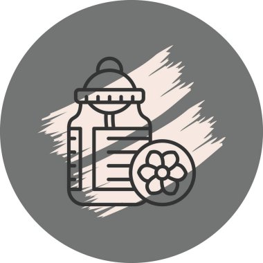 Arka planda çiçek desenli bebek şişesi