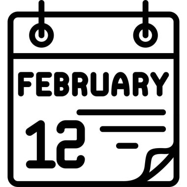 12 Şubat takvim simgesi vektör illüstrasyonu 