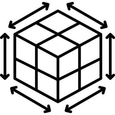 Etrafında oklar olan üç boyutlu küp.