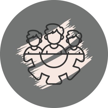 Üç kişi vites sembolü içinde