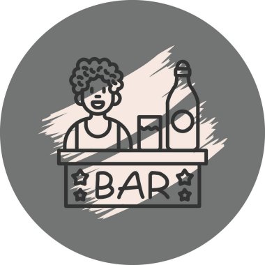 Kadın, kokteyl içeceği ve şişe ikonu