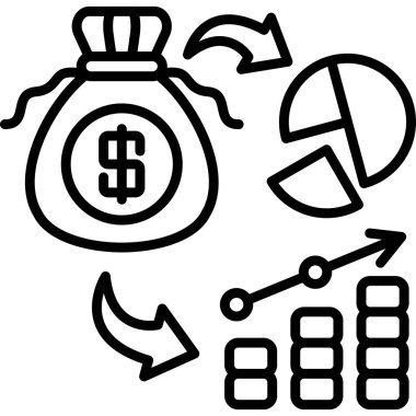 Para çantası grafiği pasta grafiği finansal büyüme