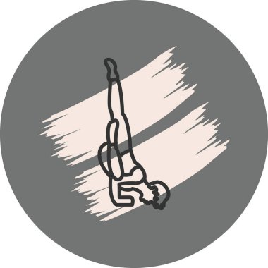 Minimalist çizimde düşmüş melek yoga pozu almış bir erkek figürü var, sağlık uygulamaları için ideal..