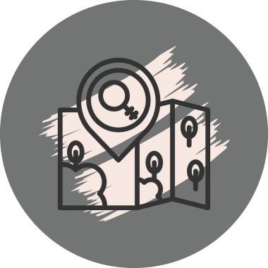 Konum iğnesi ve ağaçlara sahip simgeyi haritala