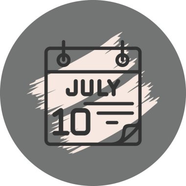 10 Temmuz Gri Arkaplanda Simge 