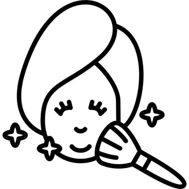 Kadın fırça ve ışıltıyla makyaj yapıyor