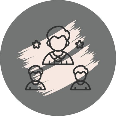 Etrafında yıldızlar olan üç ana figür.