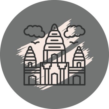 Bulutlar ve kuşlarla çizilmiş şato