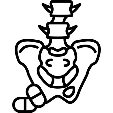 İnsan leğen kemiği ve omurgasının basit dış hatları.