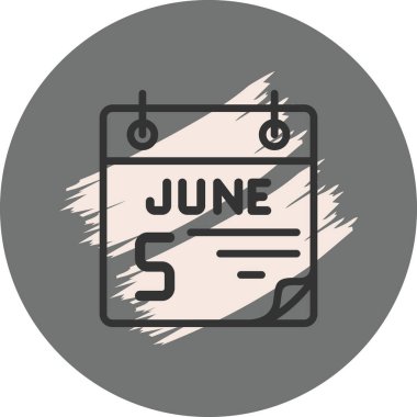 5 June Icon On Round Grey Background 