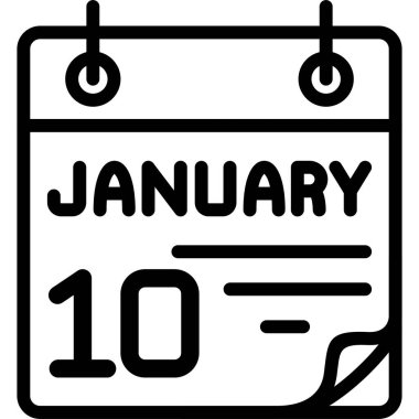 10 Ocak takvim simgesi, vektör illüstrasyonu              