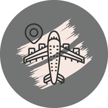 Konum simgesi üzerinde uçan uçak simgesi