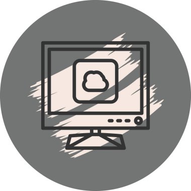 Computer monitor displaying cloud storage icon