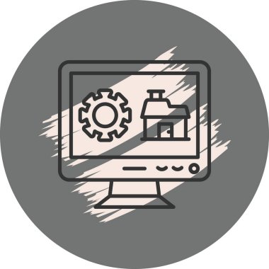 Ev ve dişli simgelerini gösteren bilgisayar ekranı