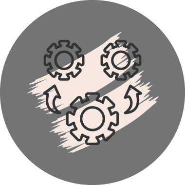 Dairesel gri arkaplan içinde dönen dişliler