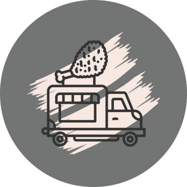 Yemek kamyonu sokakta kızarmış tavuk servis ediyor.