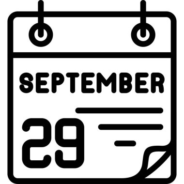 29 Eylül takvim simgesi, vektör illüstrasyonu          