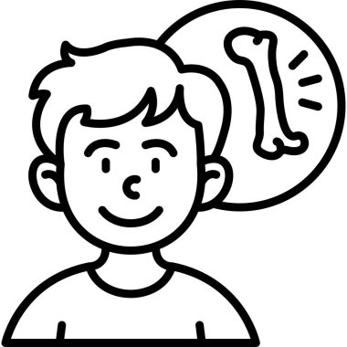 Gülümseyen çocuk kemikleri düşünüyor