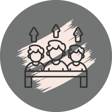 Masanın arkasında üç kişi oturuyor.