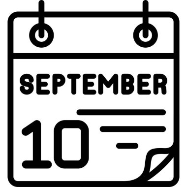 10 Eylül takvim simgesi, vektör illüstrasyonu          
