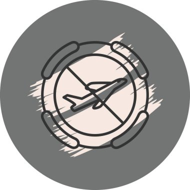 Seyahat uygulamaları veya web sayfaları için uygun çapraz iptal satırı olan bir düzlemin basit bir çizgi çizimi.