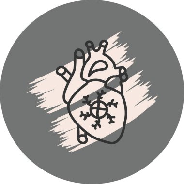 Kar tanesi tasarımlı stilize kalp grafiği