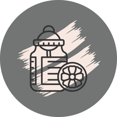 Kapaklı ve dilimlenmiş limon illüstrasyonlu şişe