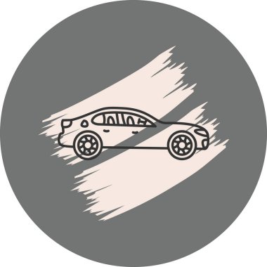 Gri arkaplan dizaynında basit bir araba simgesi