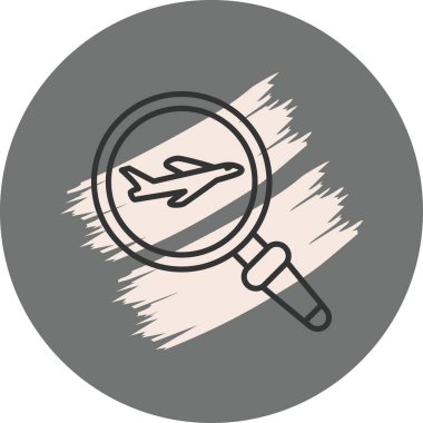 A simple airplane graphic icon with a question mark illustration suitable for travel apps or web pages.