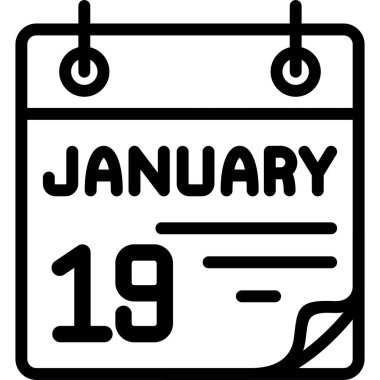 19 Ocak takvim simgesi, vektör illüstrasyonu              