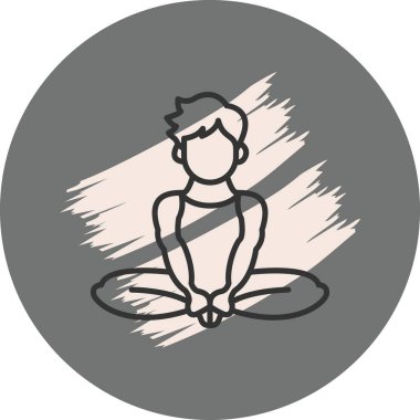 Minimalist çizim, sağlıklı yaşam uygulamaları için ideal yoga pozisyonunda bir erkek figürü içerir..