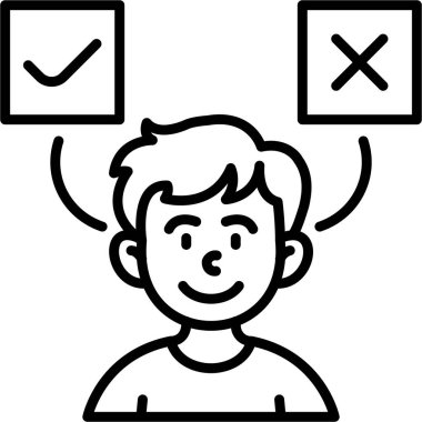 Gülümseyen çocuk evet ve hayır arasında seçim yapıyor.