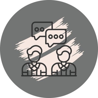 Konuşma baloncuklarıyla fikirleri tartışan iki adam.