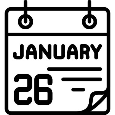 26 Ocak takvim simgesi, vektör illüstrasyonu               